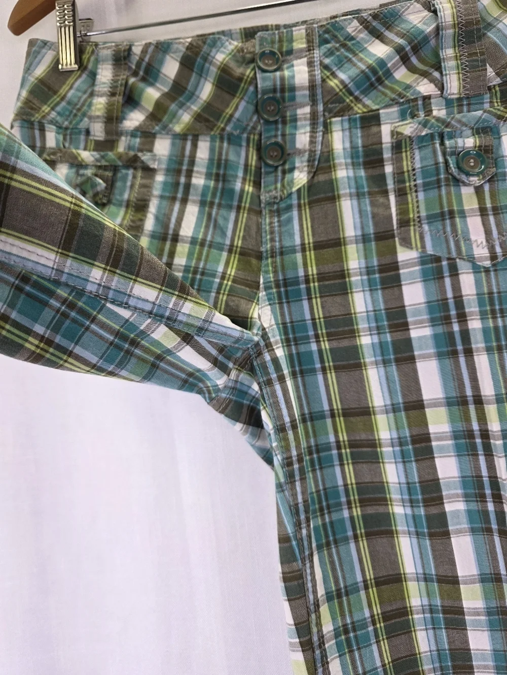 Rewind Y2K 00s Low Rise  Preppy Bermuda Shorts Multicolor Plaid Size 9‎ Juniors